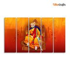 VIBECRAFTS Indian Warrior Chhatrapati Shivaji Maharaj Wall Painting of Five Pieces For Home|Office|Living Room|Gift (PTVC5Pcs4_8733)
