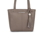 PAVILONN Women Tote Bag Ladies Handbag Shoulder Office Shopping Work Laptop PU Leather Brown Travel College Daily Use Designer Large Stylish Fashion Zipper Commuter Gift (GREY 3)
