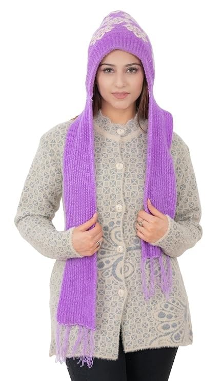KmCho Purple Woolen Muffler for Women - Soft Warm Winter Scarf - Stylish & Cozy - (Pack of 1)