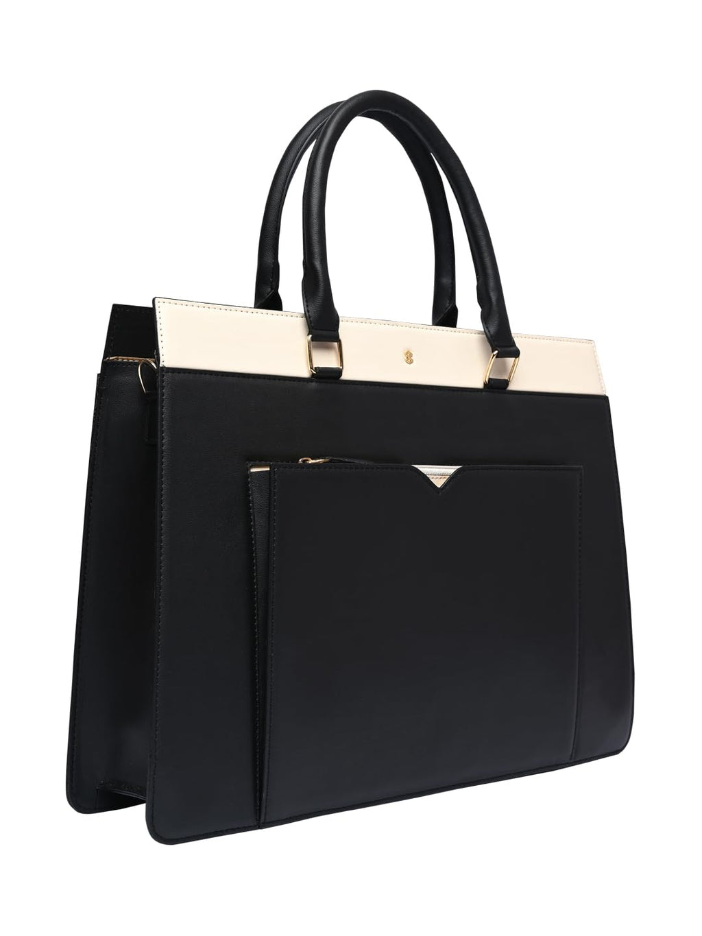 HORRA 13 Inch Laptop Bag For Women Office use with padded Laptop Compartment and Extra Pouch- Black| Laptop Tote Handbag for Work| For College| Stylish Vegan Leather Handbag | Daily & Travel Use