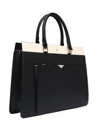 HORRA 13 Inch Laptop Bag For Women Office use with padded Laptop Compartment and Extra Pouch- Black| Laptop Tote Handbag for Work| For College| Stylish Vegan Leather Handbag | Daily & Travel Use