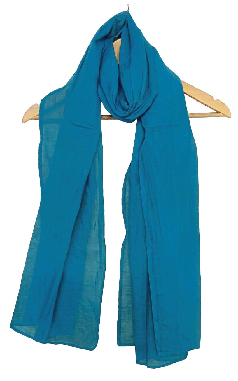 Pure Cotton Scarf Stole for Women, 175 x 100 cm, Lightweight, Versatile, Multiple Colours (Peacock Blue)
