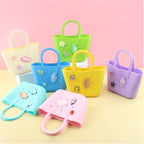 HOMIES, Colorful Silicone Handbags Beach Bag, DIY Cute Summer Tote Hole Bag, Mobile Phone Storage Children's Key and Handbag for Adults, Multicolor