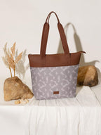ZOUK Aravalli Abstract Printed Women's Jute Handcrafted Vegan Leather Multicolor Everyday Tote