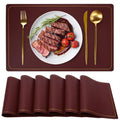 Maharsh Pu Leather Dining Table Mat Waterproof Heat Insulation Placements (Maroon, 2) Kafalo