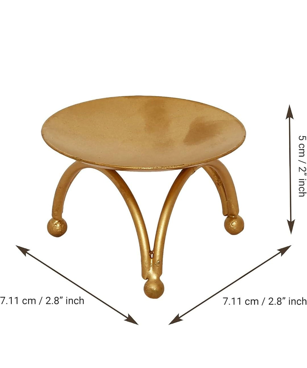 S.S Handicraft Set of 4 Gold Metal Tealight Candle Holders - Decorative T-Light Stands for Home Decor, Diwali, Weddings, and Gifting (Modern Curved Design)