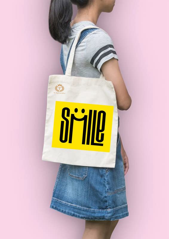 TAJNAN Reusable Tote Bag|100% Organic Cotton Grocery Bag|Eco-Friendly, Multi-Purpose|Sturdy Canvas Bag with 15kgs Capacity