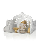 Fliptic Small Acrylic Wooden Temple DIY || Wall-Mounted Pooja Mandir, Shining Finish for Home, Office, Shop || Wall Mounted Small Size Wooden Temple || Do It Yourself (Silver)