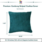 RD TREND® Cushion Cover Set of 2, Decorative Sofa Living Room Home Square Cushion Covers 16 Inch x 16 Inch, Aesthetic Corduroy Striped Double Sided (Green)