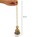 DSH Brass Hanging Bells for Puja Room Decoration Items Hanging Bell for Mandir Temple Decor Ghanti for Mandir. (Red, H-4.5 Inch)