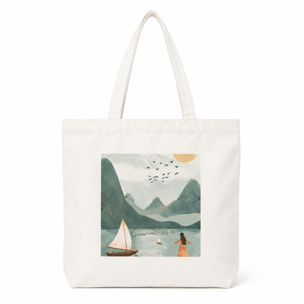 Adorvue 400GSM Premium Modern Boho Printed Tote Bag Stylish Eco-Friendly Cotton Handbags, Canvas Bags for College, Shopping, Office, Travel, Grocery Runs, Beach Day and Casual Outings Pack of 2