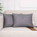 STITCHNEST Quilted Velvet Cushion Covers Set of 2 | Soft Grey | 12x18 Inches | Premium Sofa & Living Room Décor