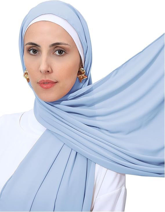 PREMIUM KOREAN GORGETTE HIJAB FOR WOMEN, GEORGETTE HIJAB SCARF FOR WOMEN 80 BY 180 CM (SKY BLUE)