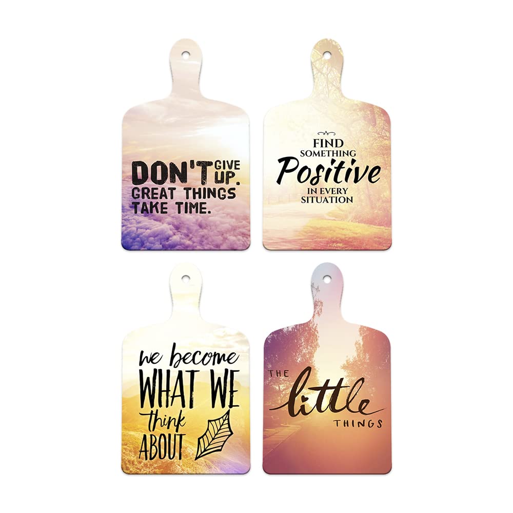 Artvibes We Become What We Think About Printed Wooden Wall Hanging | Quotes Decor Item | Wall Illustrations | Office Decor | Wall Art Print | Inspirational quotes | Gift Items (WH_5614N), Set of 4