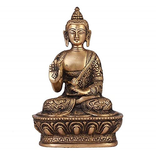 ARTVARKO Brass Buddha Statue Gautam Buddha Idol for Home Decor Vaastu Feng Shui Religious Gift 7 Inch, Pack of 1,
