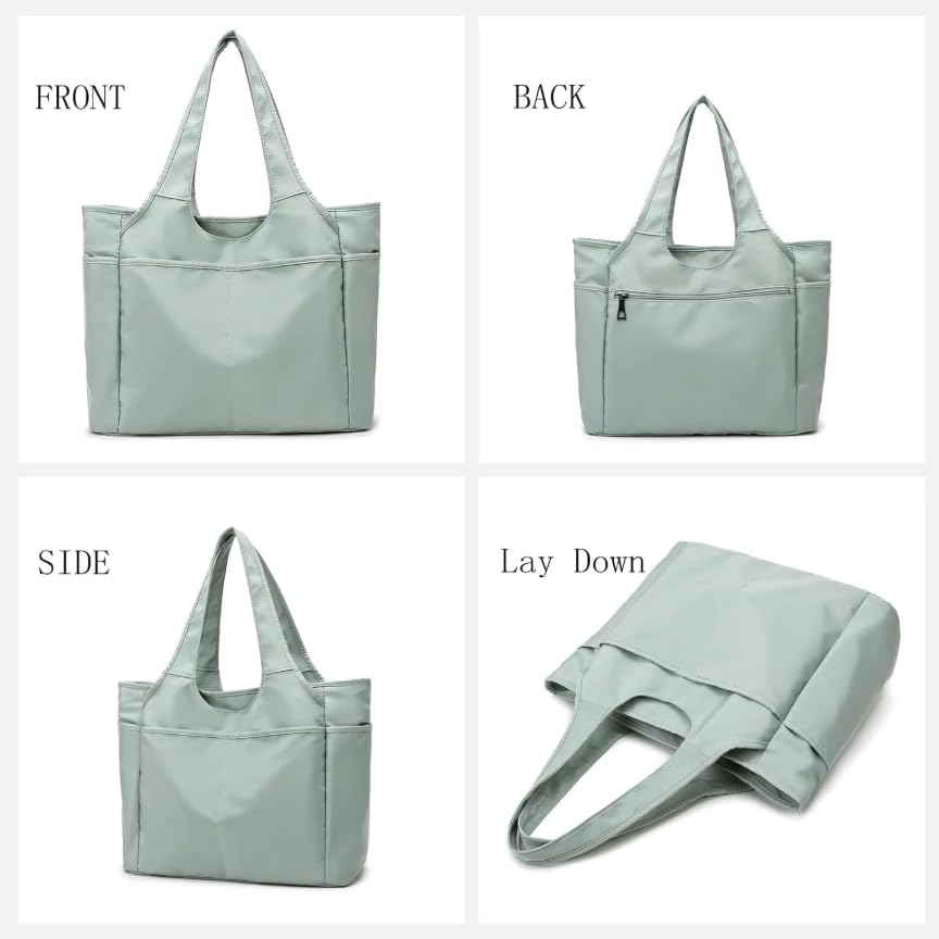 Voroly Tote Bag Women Casual Handbag Shoulder Bag Purses with Zipper and Pockets for Work School Gym Travel Shopping (GREEN)