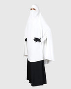 ICW FemaleStretchable Jersey Smoking Sleeve Jilbab Cum Prayer Khimar Hijab (Free Size) (White)