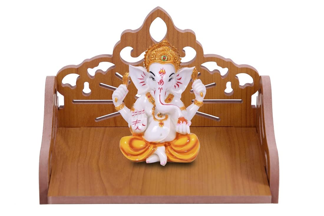 DLEIN Art and Craft Wooden Hindola Temple | MDF Hindola Temple | Mini Temple for Home and Office | Wall Mounted Temple (Red)
