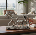 KridayKraft Golden Elegant Metal Horse Family Showpiece Metal Statue for Wealth, Income and Bright Future & Feng Shui & Vastu Decorative Desk & Living Room Décor, Ideal Gift for Horse Lovers