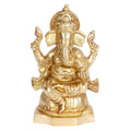 Svarup Brass Sitting Ganesha Idol in Gold Color Height 5.5 Inch Weight 1.5 Kg