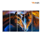 VIBECRAFTS Beautiful Pair of Horses Five Pieces Wall Painting For Home|Office|Living Room|Gift (PTVC5Pcs4_8573)