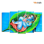 VIBECRAFTS Little Krishna Abstract Wall Painting of Five Pieces For Home|Office|Living Room|Gift (PTVC5Pcs2_6630)