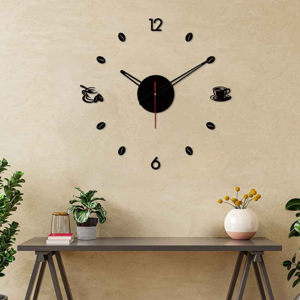 VIBECRAFTS Tea Coffee Designer Big Size 3D Infinity Acrylic Wall Clock for Home Decor, Office, Living Room, Bedroom, Cafe's, Gifts (WWCVC1Pcs_20006)