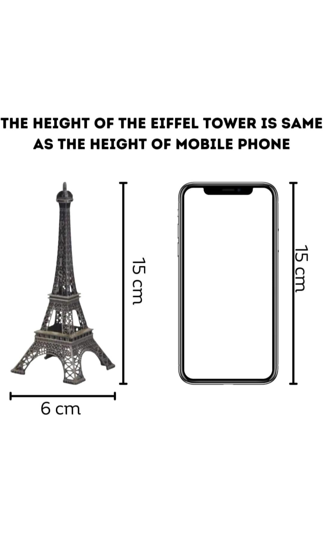 Paris Eiffel Tower Metal Decorative Miniature Replica Small Building Metal Eiffel Tower Antique Vintage Statue for Desktop Souvenir, Office Desk, Decorative Showpeice for Homedecor, Desk Decor (15 cm)