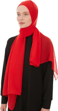 PREMIUM KOREAN GORGETTE HIJAB FOR WOMEN, GEORGETTE HIJAB SCARF FOR WOMEN 80 BY 180 CM (RED)