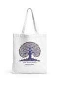 Studio JoySprout Gond Art Tree Canvas Tote Bag | Madhya Pradesh Roots of India Cotton Shopping Bag | Open Top Non Zipper | White | Unisex