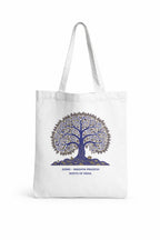 Studio JoySprout Gond Art Tree Canvas Tote Bag | Madhya Pradesh Roots of India Cotton Shopping Bag | Open Top Non Zipper | White | Unisex