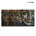 VIBECRAFTS Canvas Paintings for Living Room Drawing Room Gautam Buddha Sculpture Canvas Wall Painting Fitted With Wooden Frame For Home | Office | Living Room | Gift (PTVCH_2498)