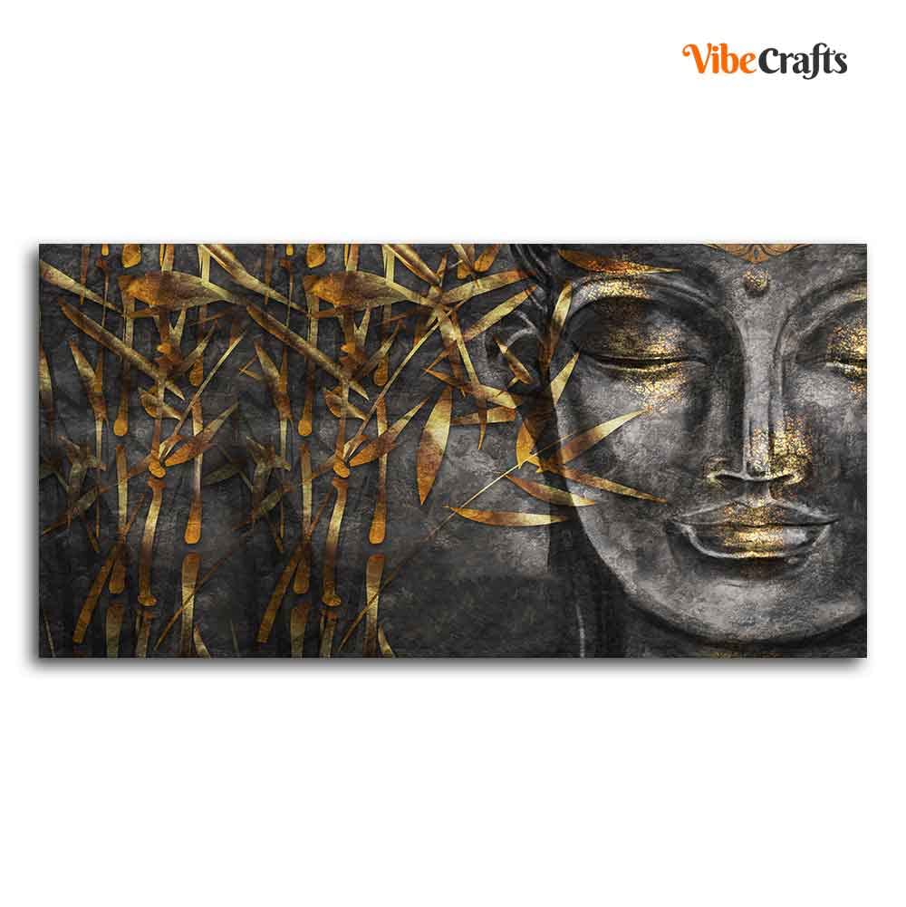 VIBECRAFTS Canvas Paintings for Living Room Drawing Room Gautam Buddha Sculpture Canvas Wall Painting Fitted With Wooden Frame For Home | Office | Living Room | Gift (PTVCH_2498)