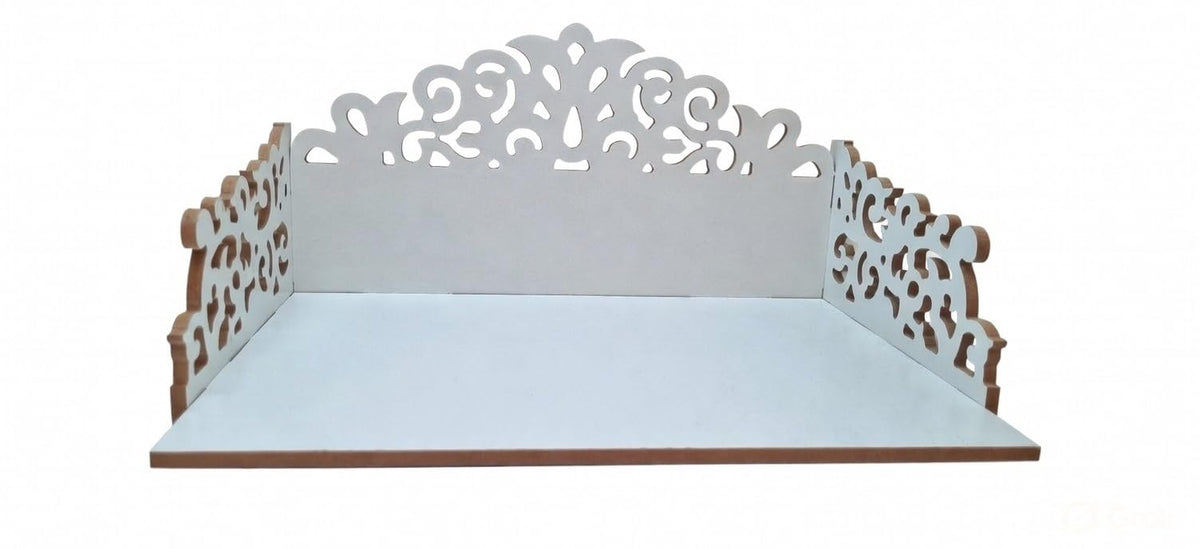 Designer Wooden Mandir for Home with Storage Shelf | Handcrafted Engineered Wood Temple for Daily Prayer | Elegant Pooja Ghar for Living Room, Office & Home Décor | White Finish (12 x 9 x 6.25 Inch)