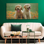 VIBECRAFTS Canvas Paintings for Living Room Drawing Room Golden Retriever Puppies Primium Canvas Wall Painting Fitted With Wodden Frame For Home | Office | Gift (PTVCH_2301)