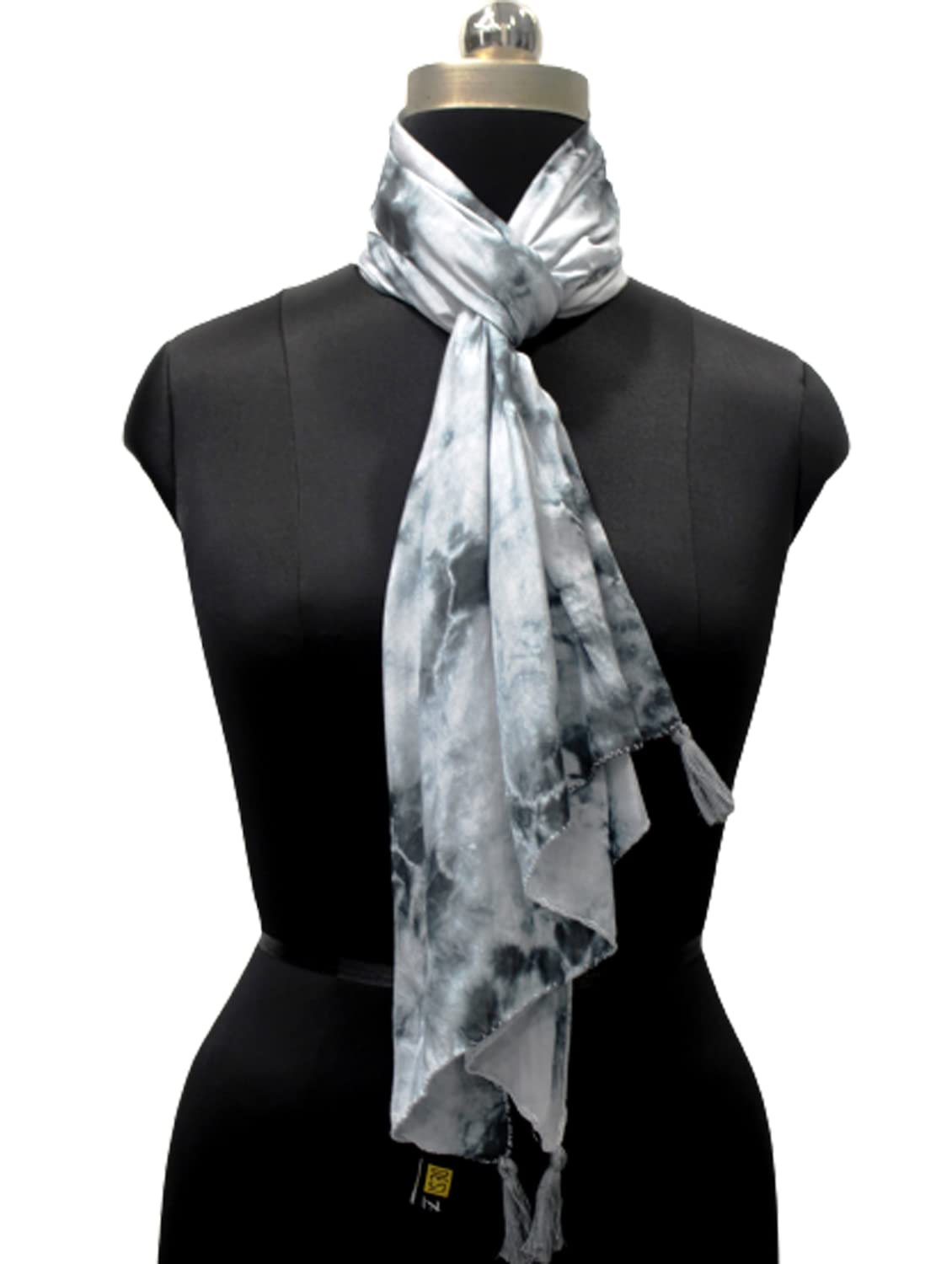 DESI BUTIK Classy Muslin Tie-Dye Printed Grey Everyday Light-weight Scarves/Stoles for Women SCARF93