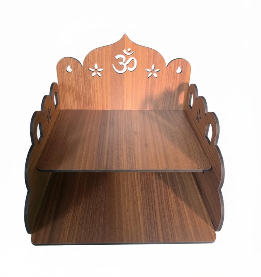 Bindian Wooden Pooja Mandir for Home Wall Mounted | Wooden Table Top God Temple | Pooja Stand for Home | Puja Mandir | Puja Unit for House | Temple for Office (Temple 2)