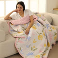 Summer Blanket 100% Cotton Reversible Ac Comforter and Cooling | Classic Printed Design | Quilt | Dohar Single/Double Bed Quilt Ideal for Gifting (Pink Flower, Single BE) Kafalo