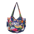 PREET GALLERY Handmade Cotton Patchwork Tote Bag, Multicolour, Double Handle|Women's Shoulder Bag, Pure Cotton Tote Bag, Handmade Patchwork Design (Indigo Blue)