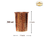 Copperika Bedroom Jar Hammered Diwali Gift Hamper Set Copper Water Bottle 1 ltr 1000ml + Copper Glass (Pack of 2-300ml Each) Original Heavy Build With Ayurvedic & Other Health Benefits For ALL USERS