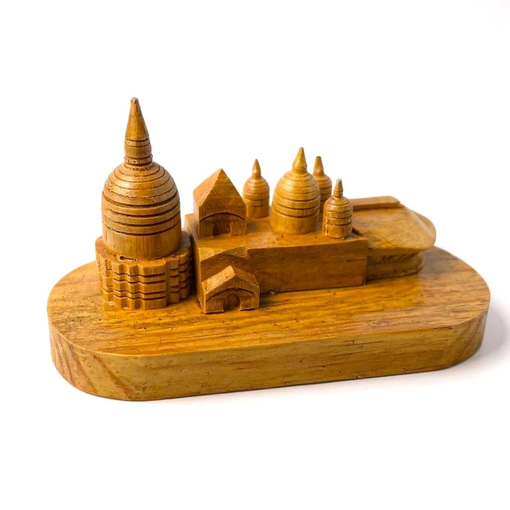 Handcrafted Wooden Kamakhya Temple Model – 13x4.5x7.5cm | Assam Souvenir | Temple Replica Showpiece | Gift & Decor | Traditional Indian Handicraft (Small)