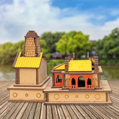 A&S Ventures Char Dham Temple 3D Model, MDF Wood, Gangotri, Yamunotri, for Home, Office Decor Multicolour Pack of -02