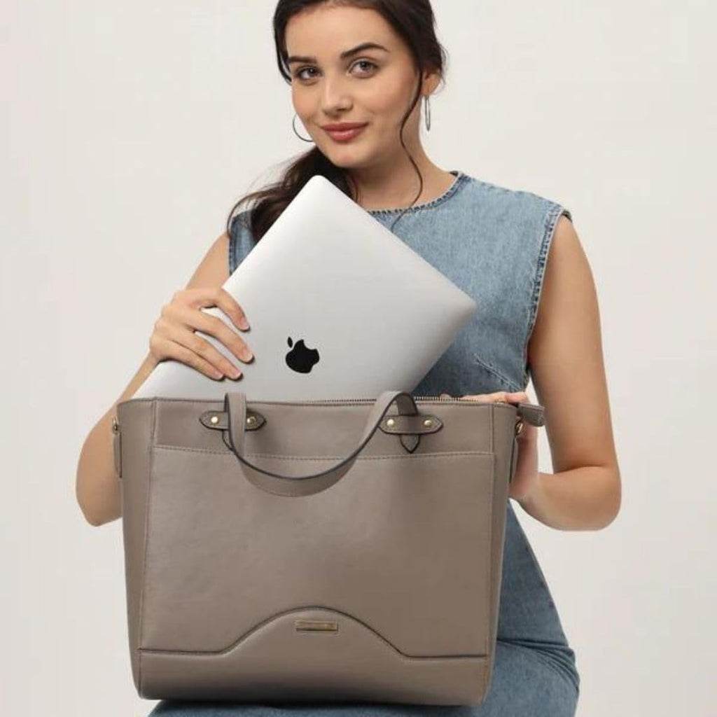 The Gusto Ardor - Premium Vegan Leather Tote Bag for Women | Stylish Hand Bag/Shoulder Bag with Zip, Fits upto 14 Laptop | Office, Casual, College Use | Detachable Sling, Handcrafted