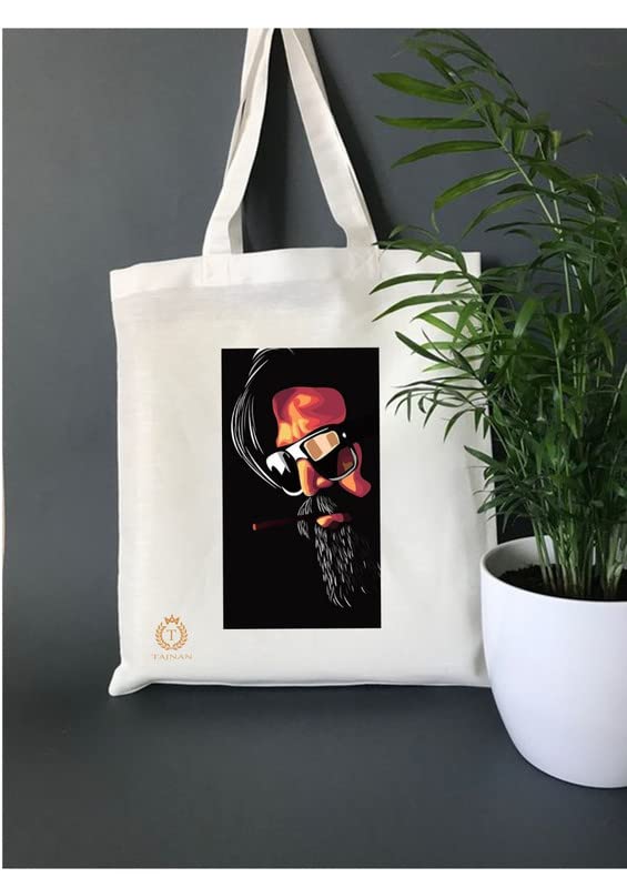TAJNAN Reusable Tote Bags|100% Organic Cotton Grocery Bag|Eco-Friendly, Multi-Purpose Bag|Sturdy Canvas Bag with 15kgs Capacity | Multiple Stylish Designs,Pack of 1 (KGF1) - Best Gift for Valentines