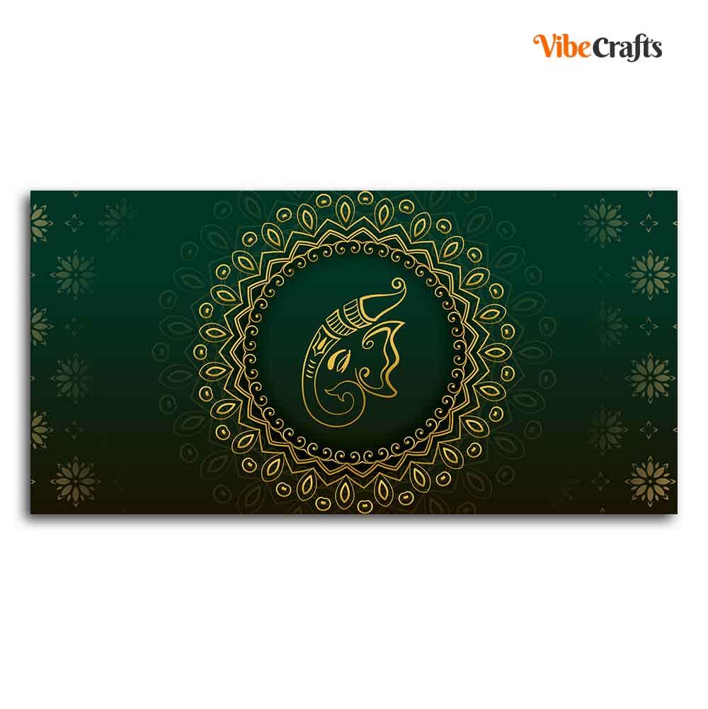 VIBECRAFTS Canvas Paintings for Living Room Drawing Room Auspicious Ganesha Head Canvas Wall Painting Fitted With Wooden Frame for Home | Office | Gift (PTVCH_2409)