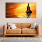 VIBECRAFTS Canvas Paintings for Living Room Drawing Room Sailing In Sunset Canvas Wall Painting Fitted With Wooden Frame for Home | Office | Gift (PTVCH_2331)