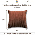 RD TREND® Cushion Cover Set of 2, Decorative Sofa Living Room Home Square Cushion Covers 18 Inch x 18 Inch, Aesthetic Corduroy Striped Double Sided (Coffee)