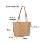 Mochi Women's Beige Stylish Faux Leather Tote Bag (66-365)