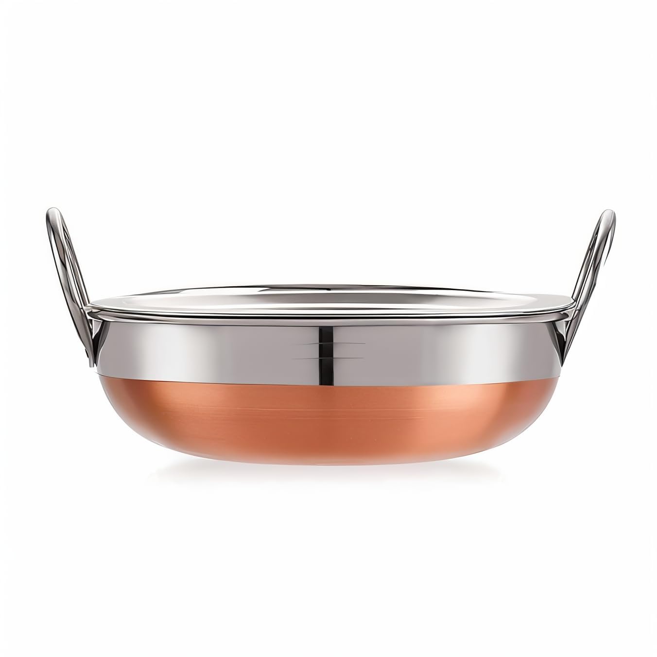 ODAR Copper Bottom Stainless Steel Kadai | Induction & Gas Stove Compatible Cookware | Mirror Finish Deep Fry Pan with Dual Handles | Durable & Rust-Resistant (2 Liter)