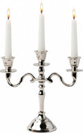 PURESTORY Candle Holder | Mini 3 Arm Taper Candle Holder | Silver Aluminium | Heat Resistant | Candlesticks for Home Decor, Wedding, Party, DinningTable Centerpiece, Church Altar & Festive Occasions
